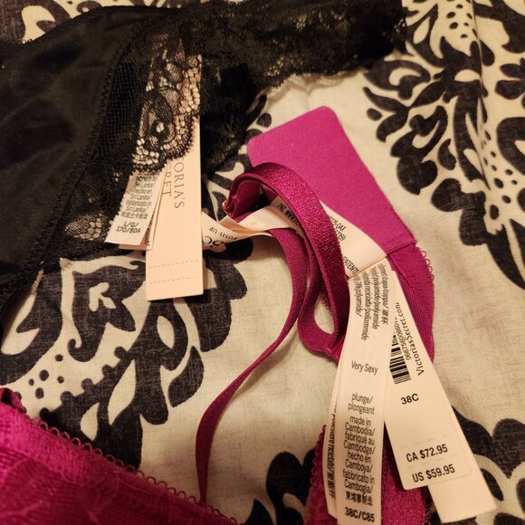 victorias secret bombshell bra 38c + black lace thong L - Picture 3 of 4
